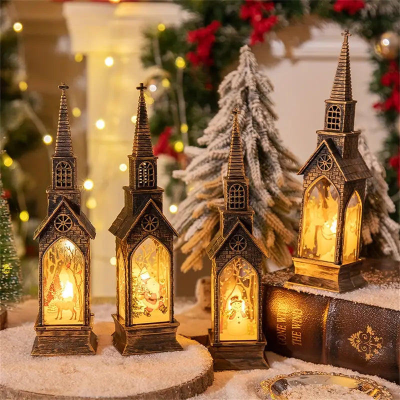 4 Stück Weihnachts-LED-Kerzenlichter Dekorationen