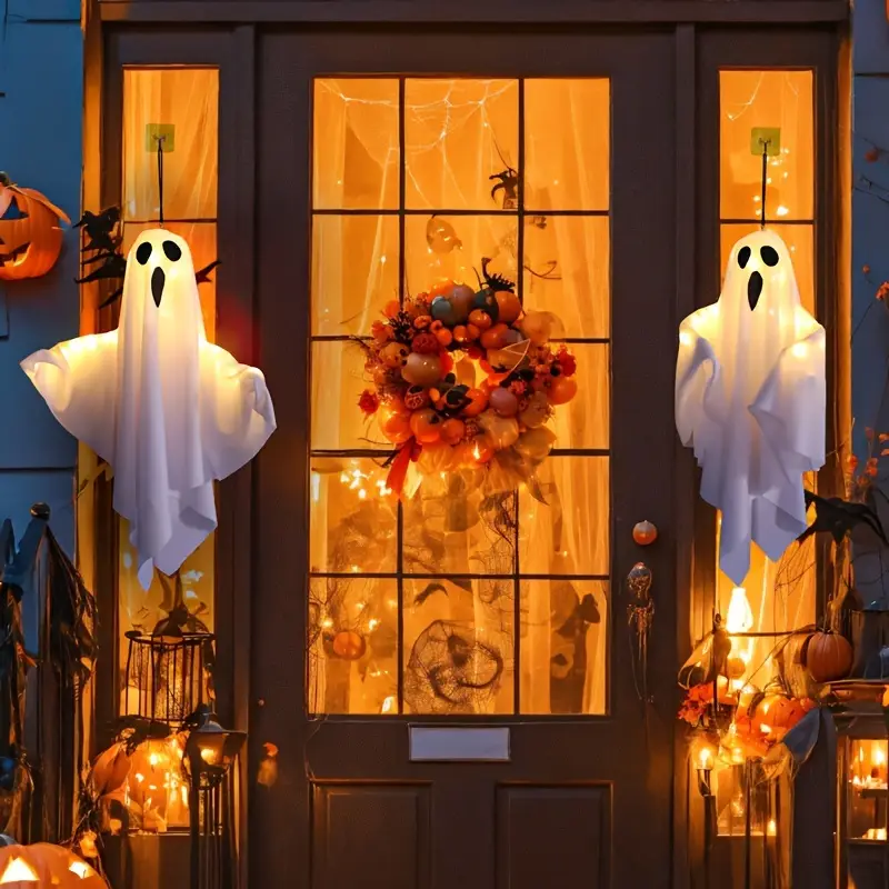 Geisterlaternen mit LED-Lichtern – 3 Stk. Hängende Halloween-Dekoration