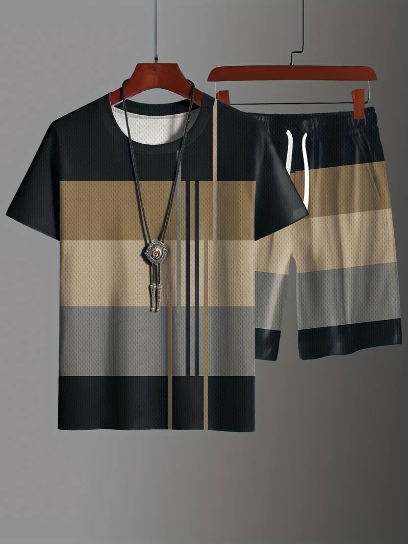 Sverre - Lässiges T-Shirt und Shorts-Set mit Druck