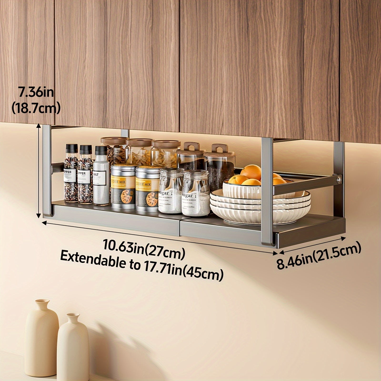 AdjustaShelf Unterbau-Organizer – Ausziehbares Metall-Aufbewahrungsregal