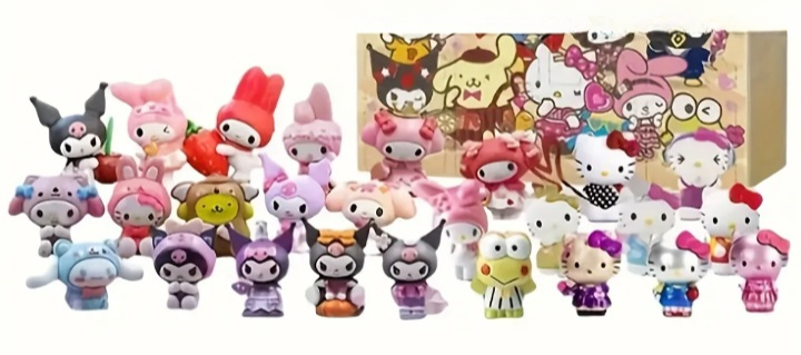 Hello Kitty Adventskalender – 24-teiliges Weihnachts-Countdown-Geschenkset mit Flugzeug-Box
