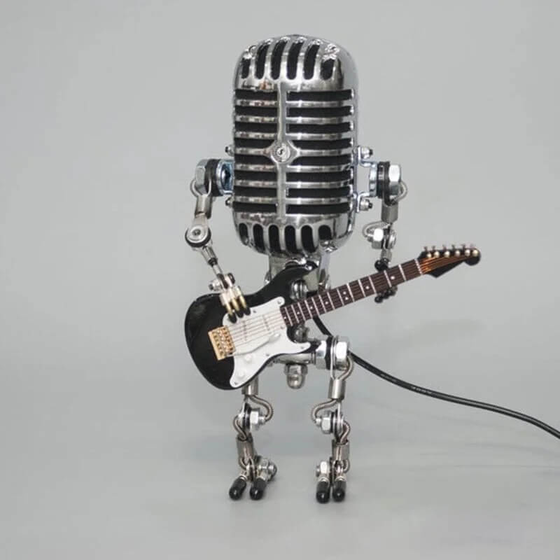 MicBots - Vintage-Mikrofon LED-Roboter mit Musikinstrumenten