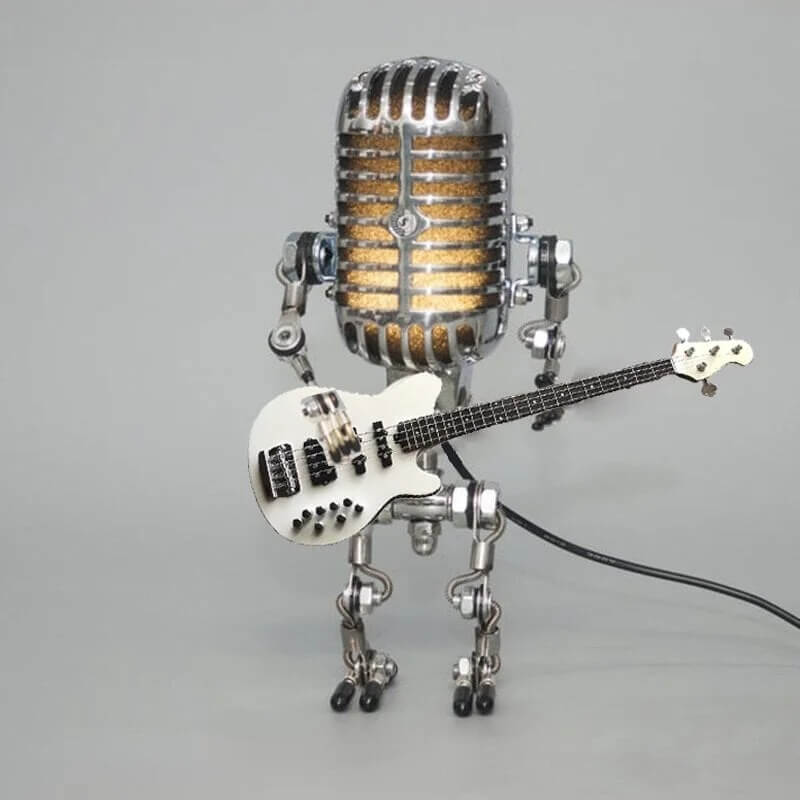 MicBots - Vintage-Mikrofon LED-Roboter mit Musikinstrumenten
