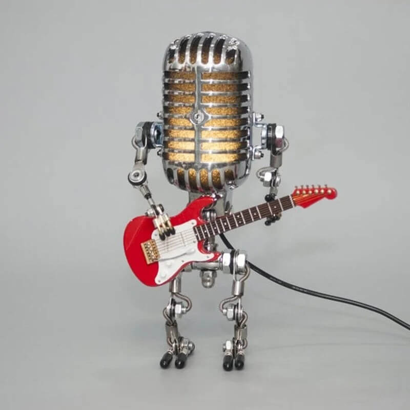 MicBots - Vintage-Mikrofon LED-Roboter mit Musikinstrumenten