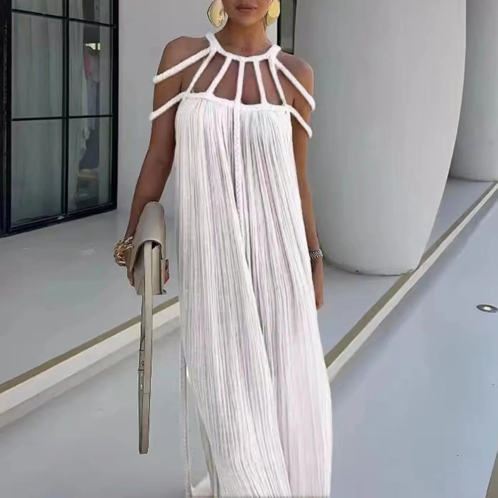 Alana - Lange Kleid mit Spaghettiträgern ohne Rücken