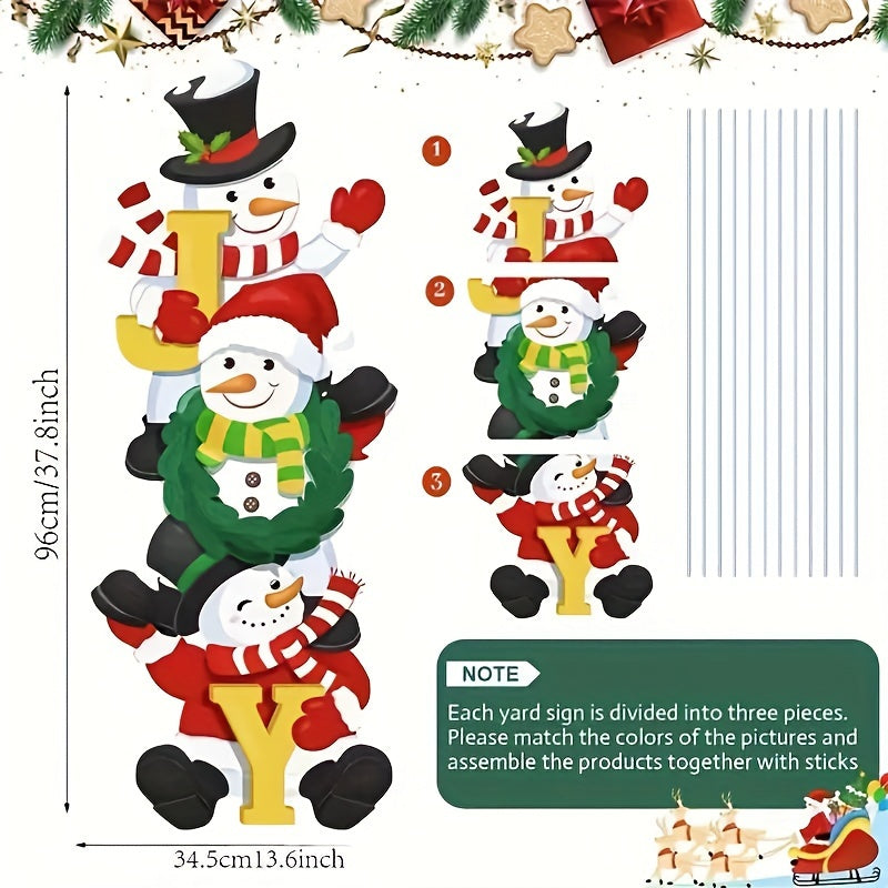 3er Set klassische Schneemann Weihnachtsgarten-Schilder