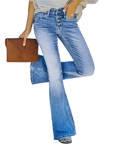 Noreen - Hochtaillierte Jeans mit Knöpfen