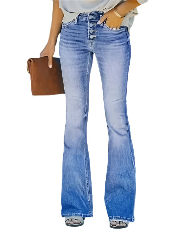 Noreen - Hochtaillierte Jeans mit Knöpfen