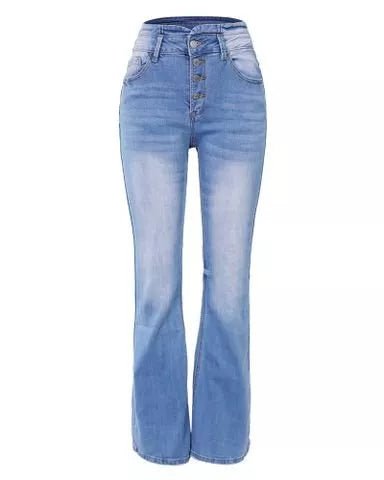 Nora - Jeans mit hoher Taille und Knopfverschluss