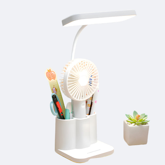 BrightBreeze - All-in-One Schreibtischorganisator mit LED-Lampe und Mini-Ventilator