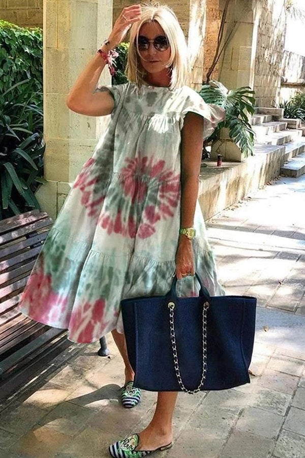 Brunhilde - Kurzärmeliges Blumenmuster-Rüschenspielkleid