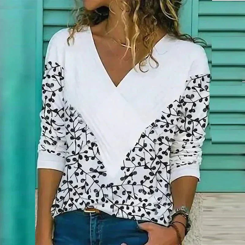 Anna -Lässige Bluse mit V-Ausschnitt Tops