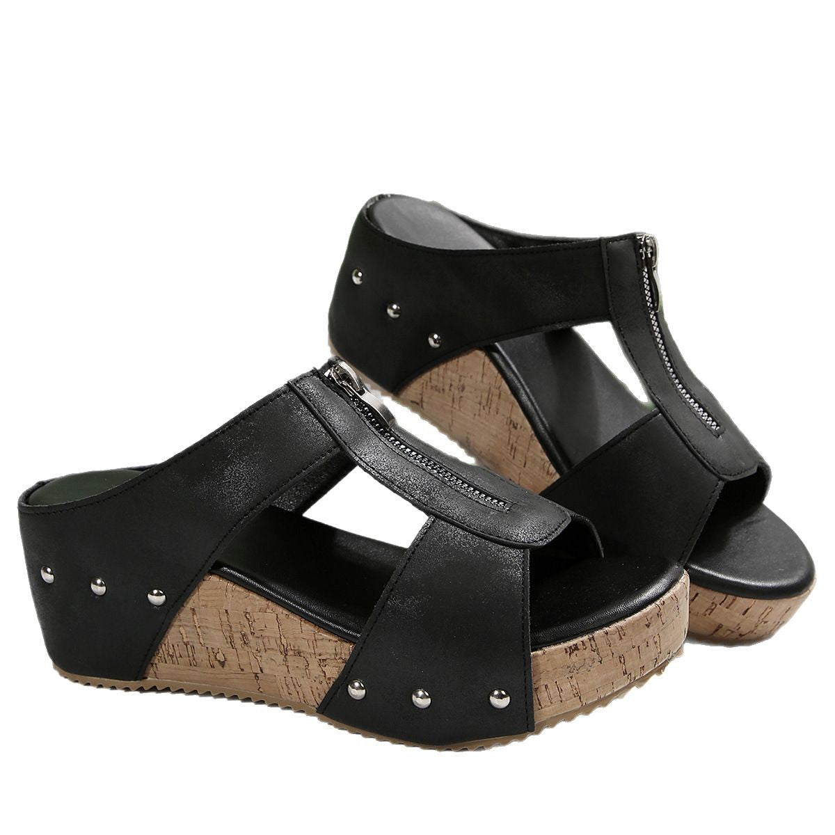 Selma Slip-On Keilsandalen für Damen mit Reißverschlussdesign