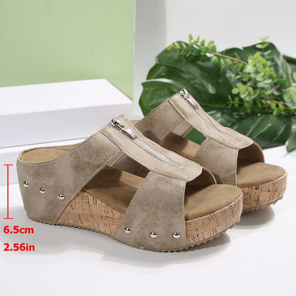 Selma Slip-On Keilsandalen für Damen mit Reißverschlussdesign